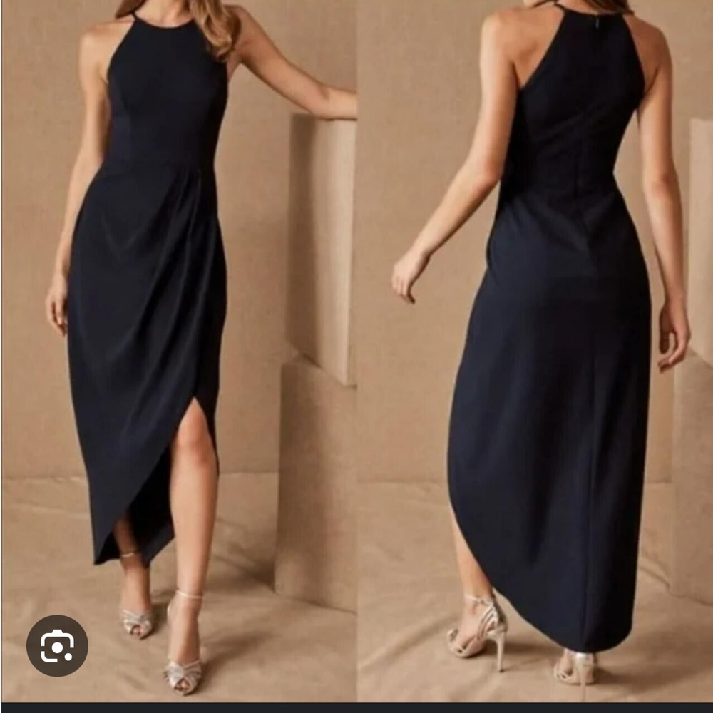 BHLDN Halter-Neck Navy Maxi Dress w/ side-slit. Never worn!